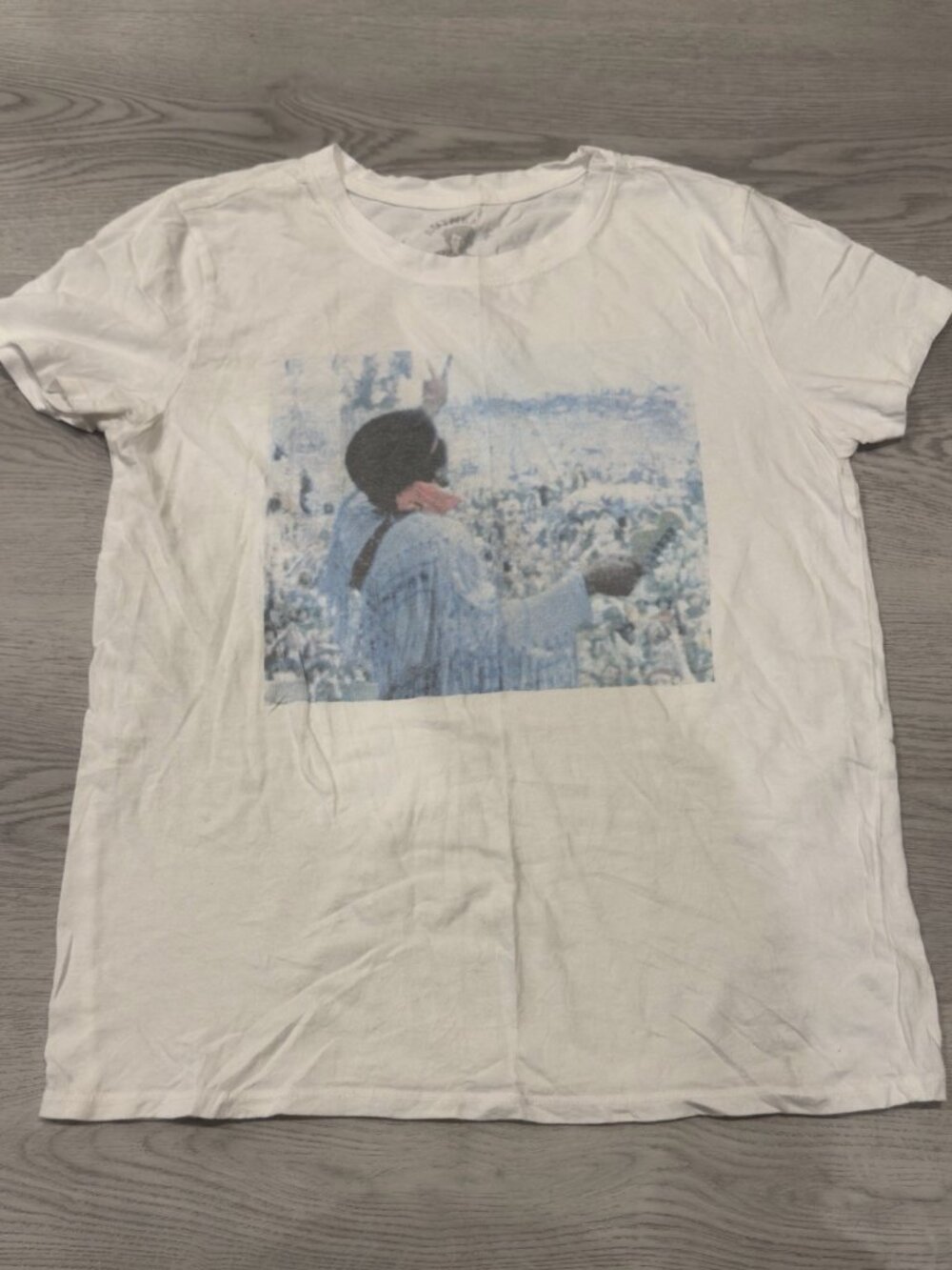 Lucky Brand Jimi Hendrix Graphic Tee Women’s Small Peace Sign Concert Photo
